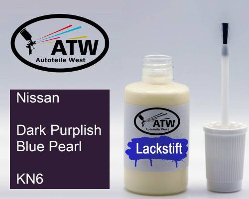 Nissan, Dark Purplish Blue Pearl, KN6: 20ml Lackstift, von ATW Autoteile West.